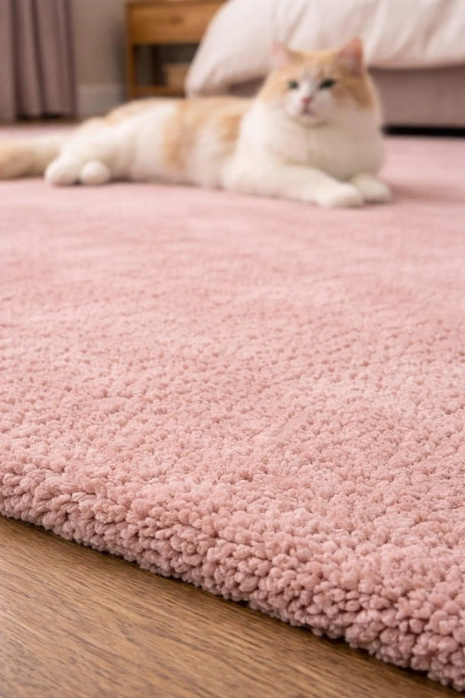 Hand Tufted Solid Pink Area Rug, Minimalist Wool Rug, Soft Blush Modern Carpet for Living Room & Bedroom