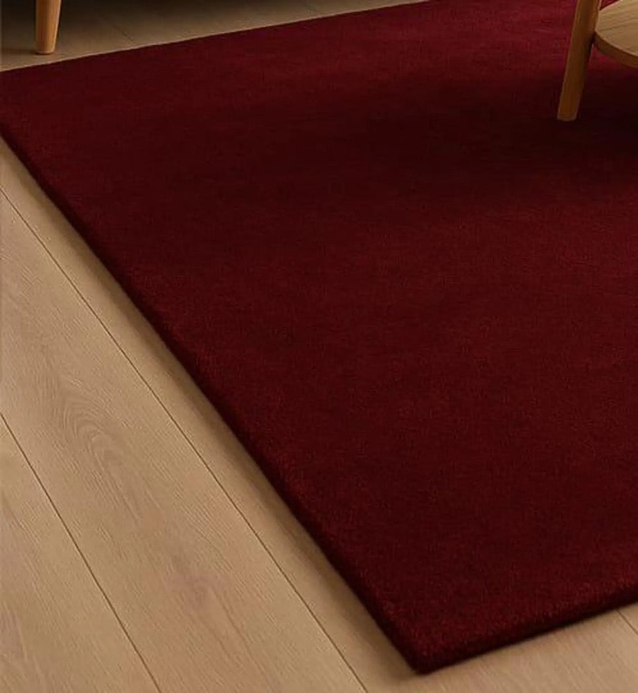 Dark Red Area Rug, Minimalist Modern Rug, Living Room Carpet, Burgundy Plush Rug, Handmade Tufted Rug, Large Contemporary Floor Rug