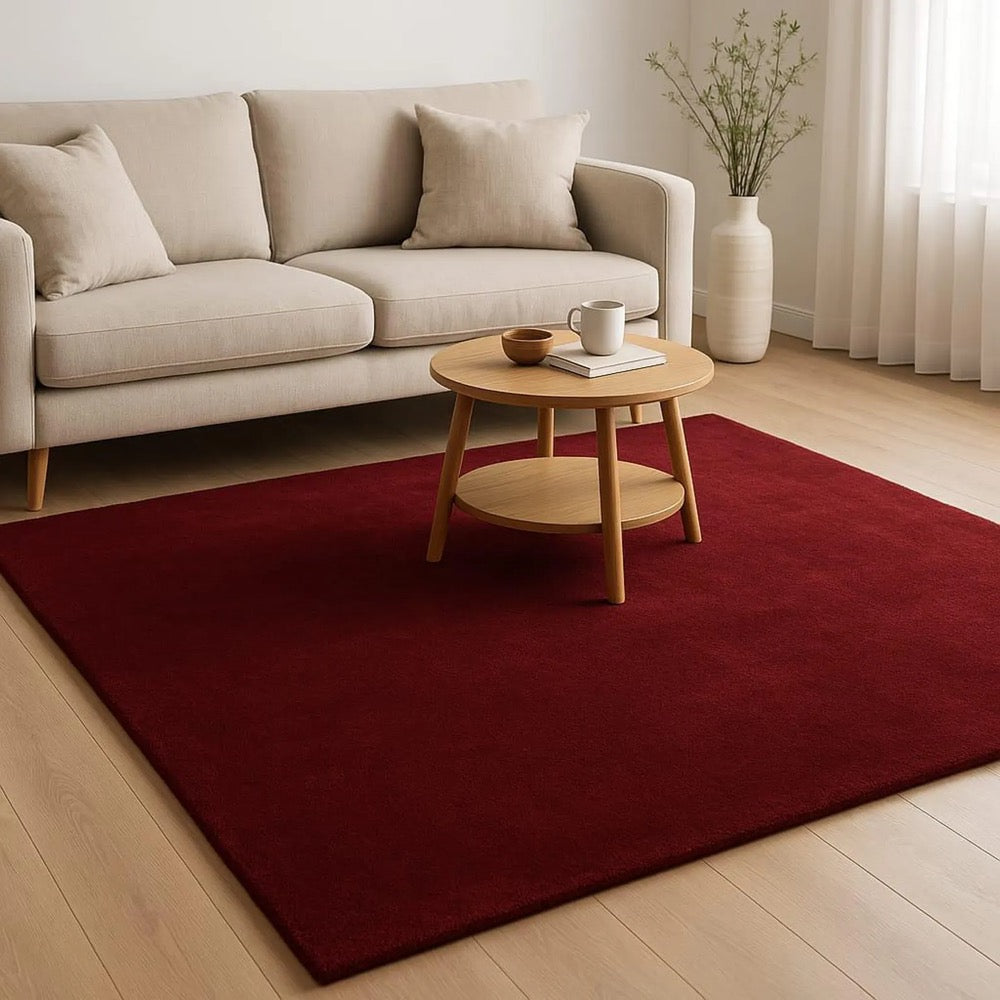 Dark Red Area Rug, Minimalist Modern Rug, Living Room Carpet, Burgundy Plush Rug, Handmade Tufted Rug, Large Contemporary Floor Rug