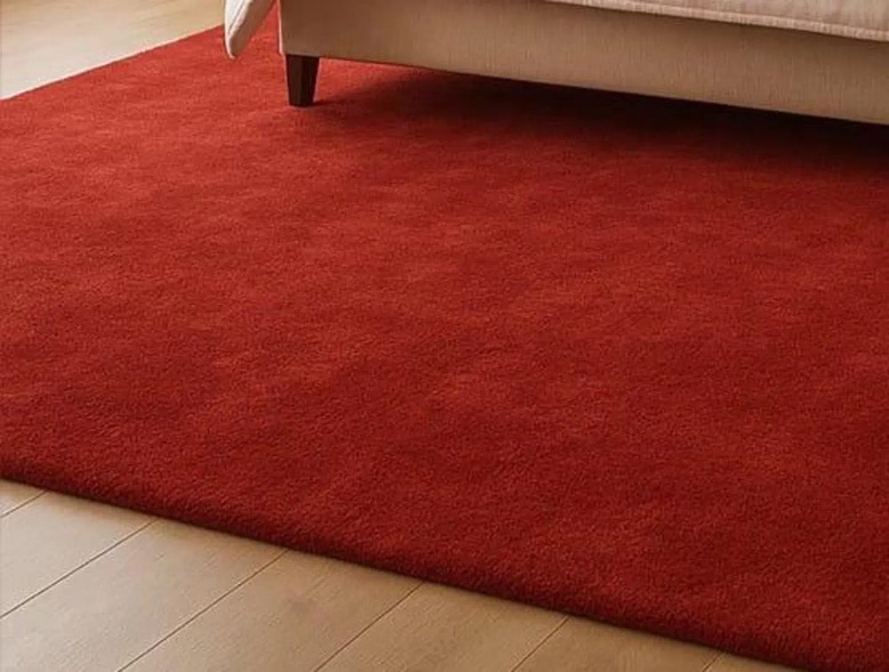 Red Solid Color Rug, Modern Minimalist Bedroom Area Rug, Handmade Tufted Carpet, Plush Soft Floor Rug, Luxury Contemporary Home Decor Rug