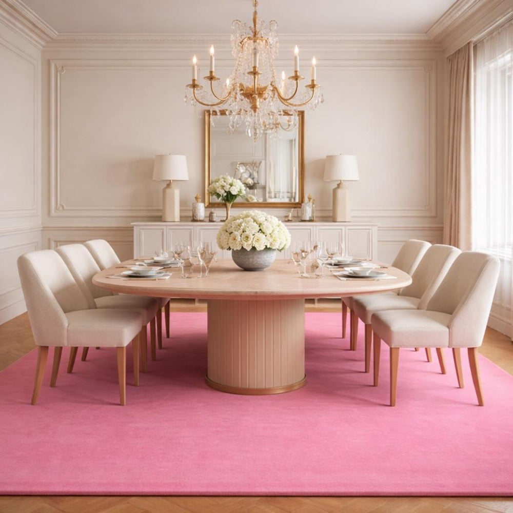 Solid Rose Pink Hand-Tufted Wool Rug - Vibrant Minimalist Luxury Carpet - Bold Fuchsia Area Rug for Living Room & Glam Bedroom - Custom Size