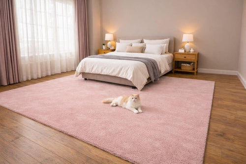 Hand Tufted Solid Pink Area Rug, Minimalist Wool Rug, Soft Blush Modern Carpet for Living Room & Bedroom