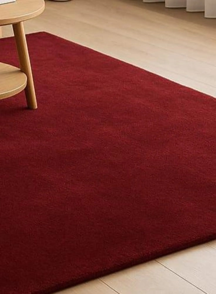Dark Red Area Rug, Minimalist Modern Rug, Living Room Carpet, Burgundy Plush Rug, Handmade Tufted Rug, Large Contemporary Floor Rug