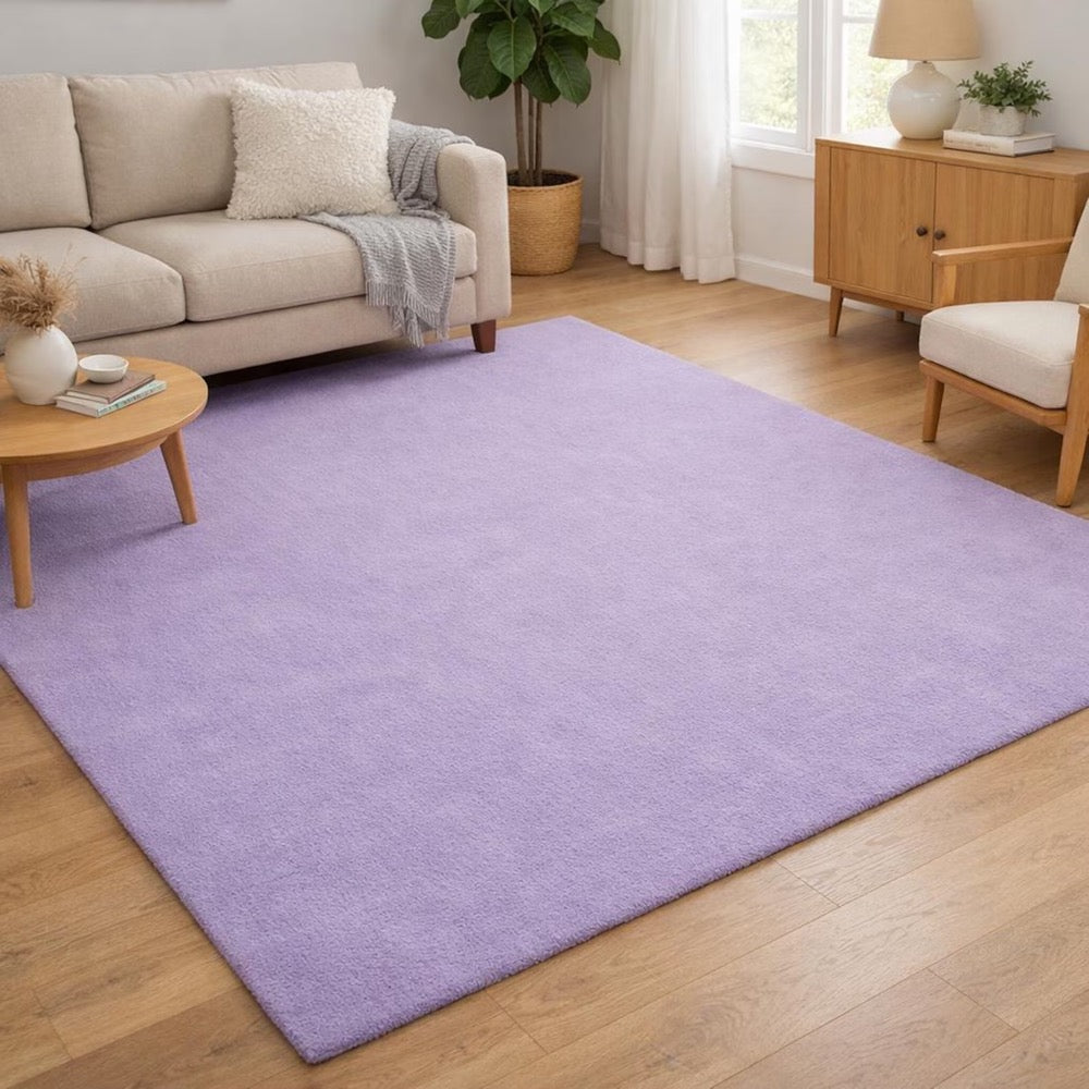 Purple Shag Area Rug, Lavender Lilac Violet Carpet, Soft Plush Wool Rug, Modern Solid Color Rug, Bedroom Living Room Decor, Custom Size Rug