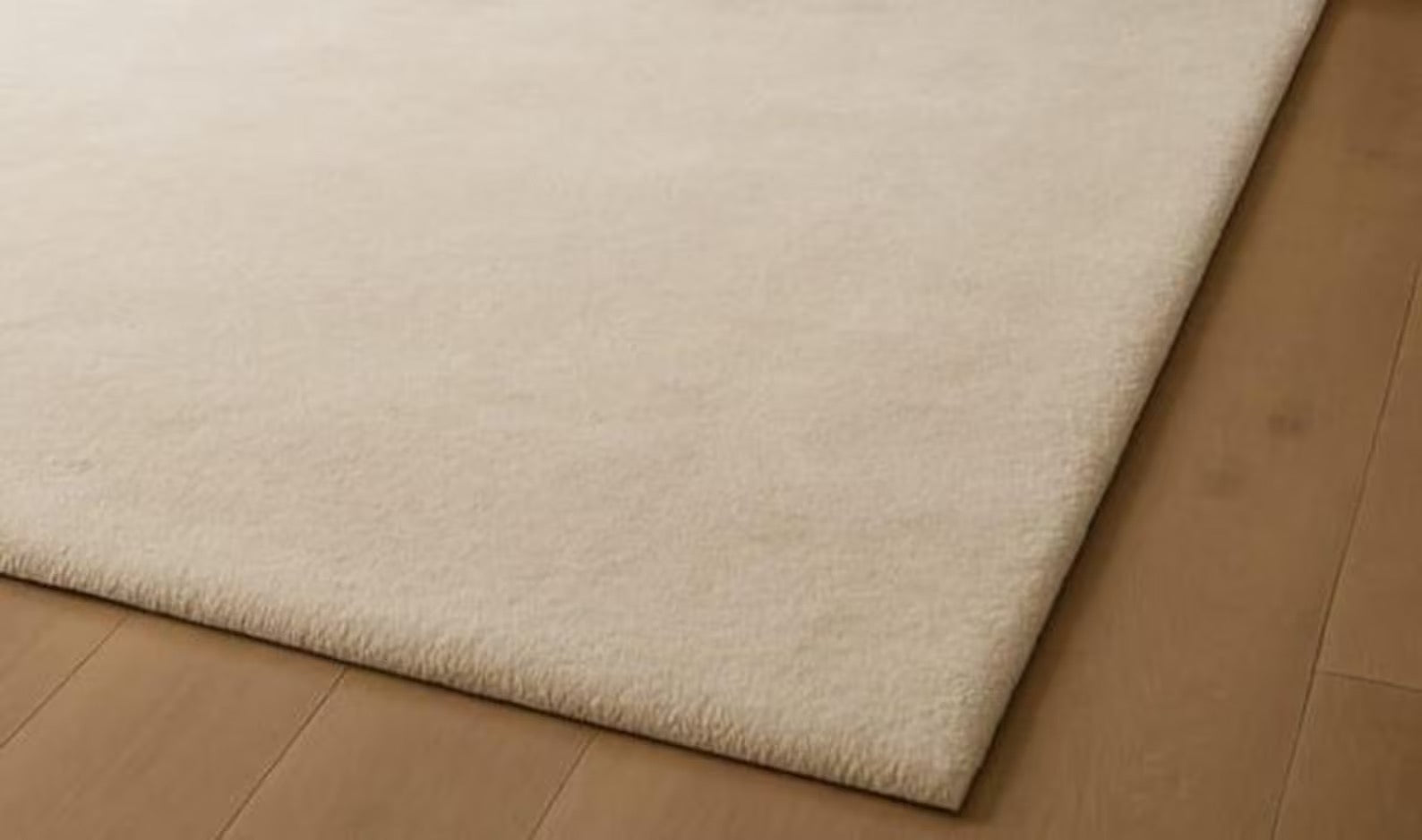 Solid Ivory Wool Rug, Minimal Modern Cream Area Carpet for Classic Living Room