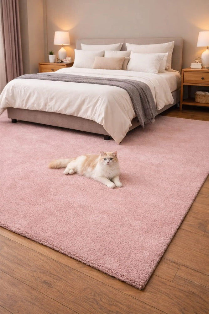 Hand Tufted Solid Pink Area Rug, Minimalist Wool Rug, Soft Blush Modern Carpet for Living Room & Bedroom