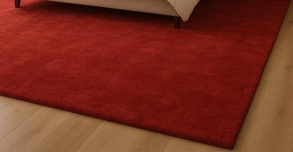 Red Solid Color Rug, Modern Minimalist Bedroom Area Rug, Handmade Tufted Carpet, Plush Soft Floor Rug, Luxury Contemporary Home Decor Rug