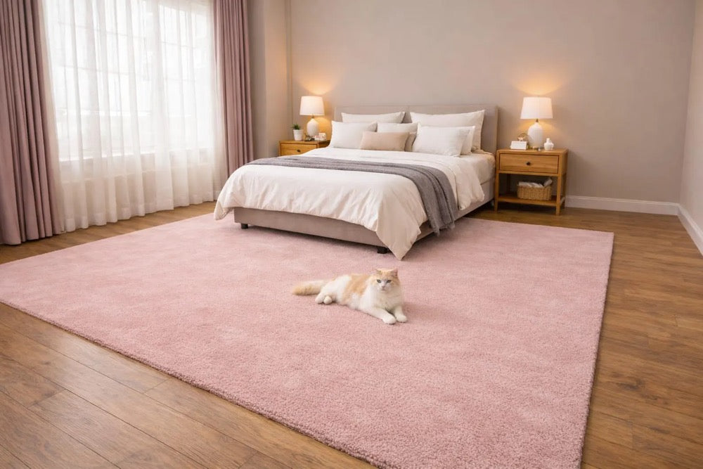Hand Tufted Solid Pink Area Rug, Minimalist Wool Rug, Soft Blush Modern Carpet for Living Room & Bedroom