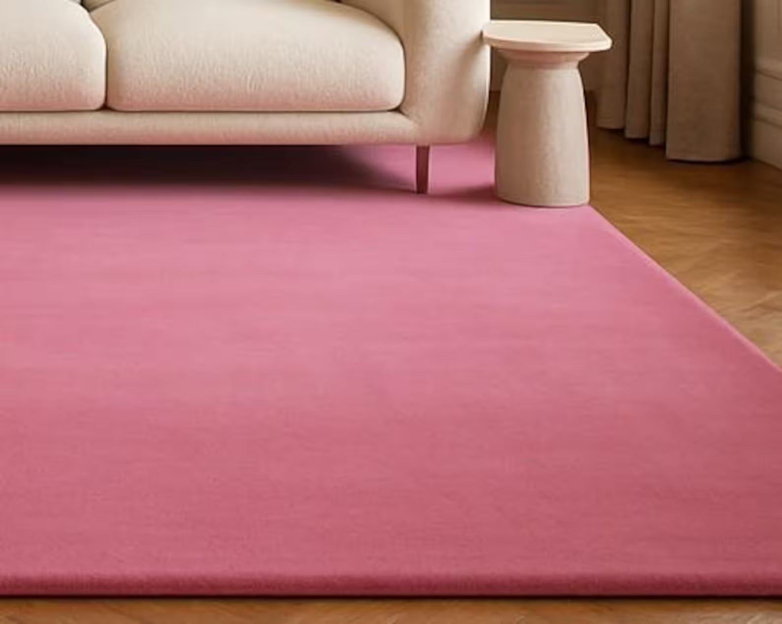 Solid Rose Pink Hand-Tufted Wool Rug - Vibrant Minimalist Luxury Carpet - Bold Fuchsia Area Rug for Living Room & Glam Bedroom - Custom Size